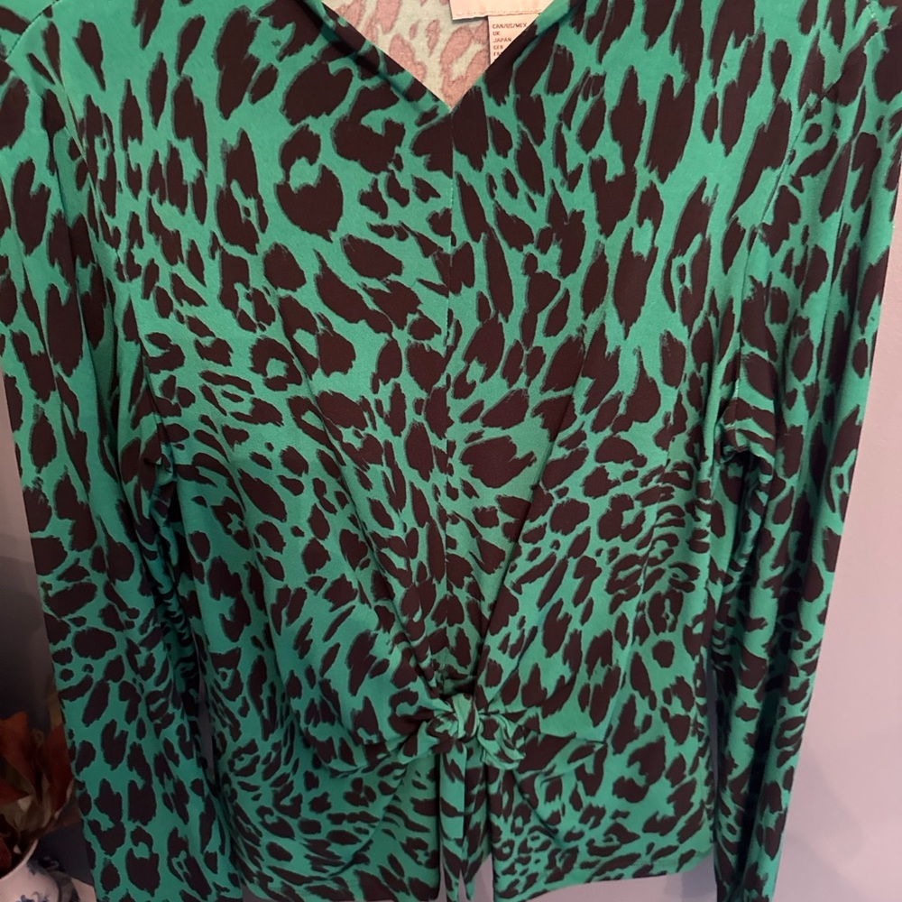 Green Leopard Print Women's Top